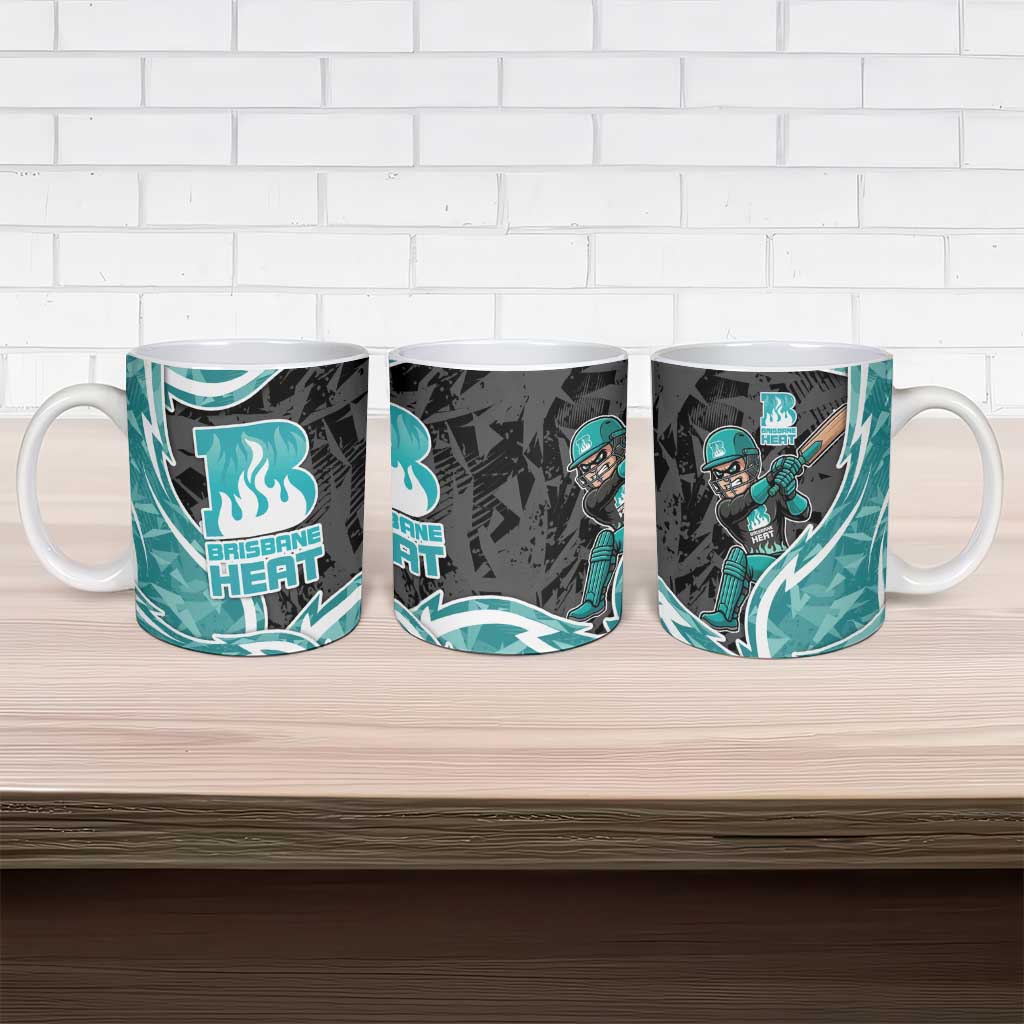 Brisbane Heat Ceramic Mug Flaming Lightning Storm Geometric Sports Mascot Art