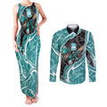 Brisbane Heat Couples Matching Tank Maxi Dress and Long Sleeve Button Shirt Flaming Lightning Storm Geometric Sports Mascot Art