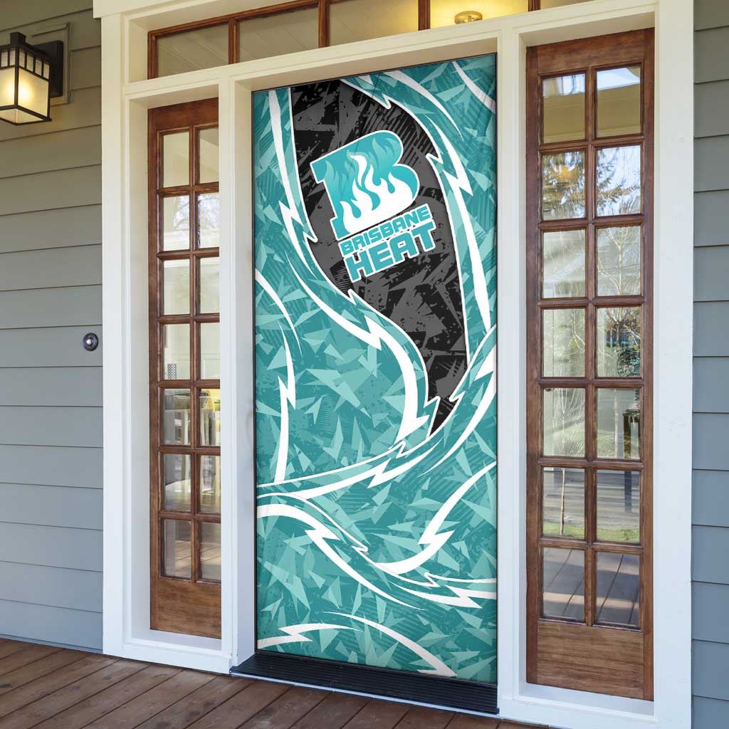 Brisbane Heat Door Cover Flaming Lightning Storm Geometric Sports Mascot Art