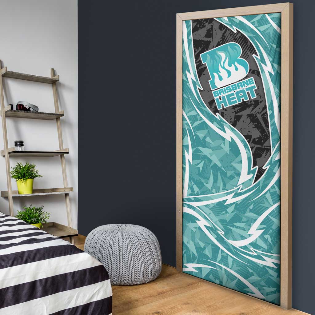 Brisbane Heat Door Cover Flaming Lightning Storm Geometric Sports Mascot Art