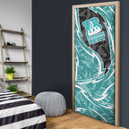 Brisbane Heat Door Cover Flaming Lightning Storm Geometric Sports Mascot Art
