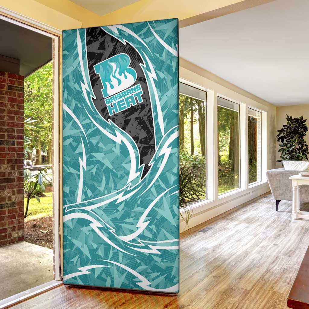 Brisbane Heat Door Cover Flaming Lightning Storm Geometric Sports Mascot Art