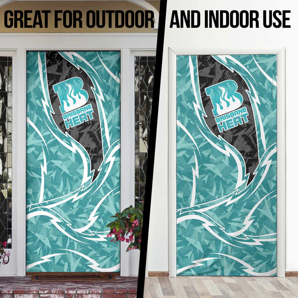 Brisbane Heat Door Cover Flaming Lightning Storm Geometric Sports Mascot Art