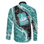 Brisbane Heat Family Matching Mermaid Dress and Hawaiian Shirt Flaming Lightning Storm Geometric Sports Mascot Art