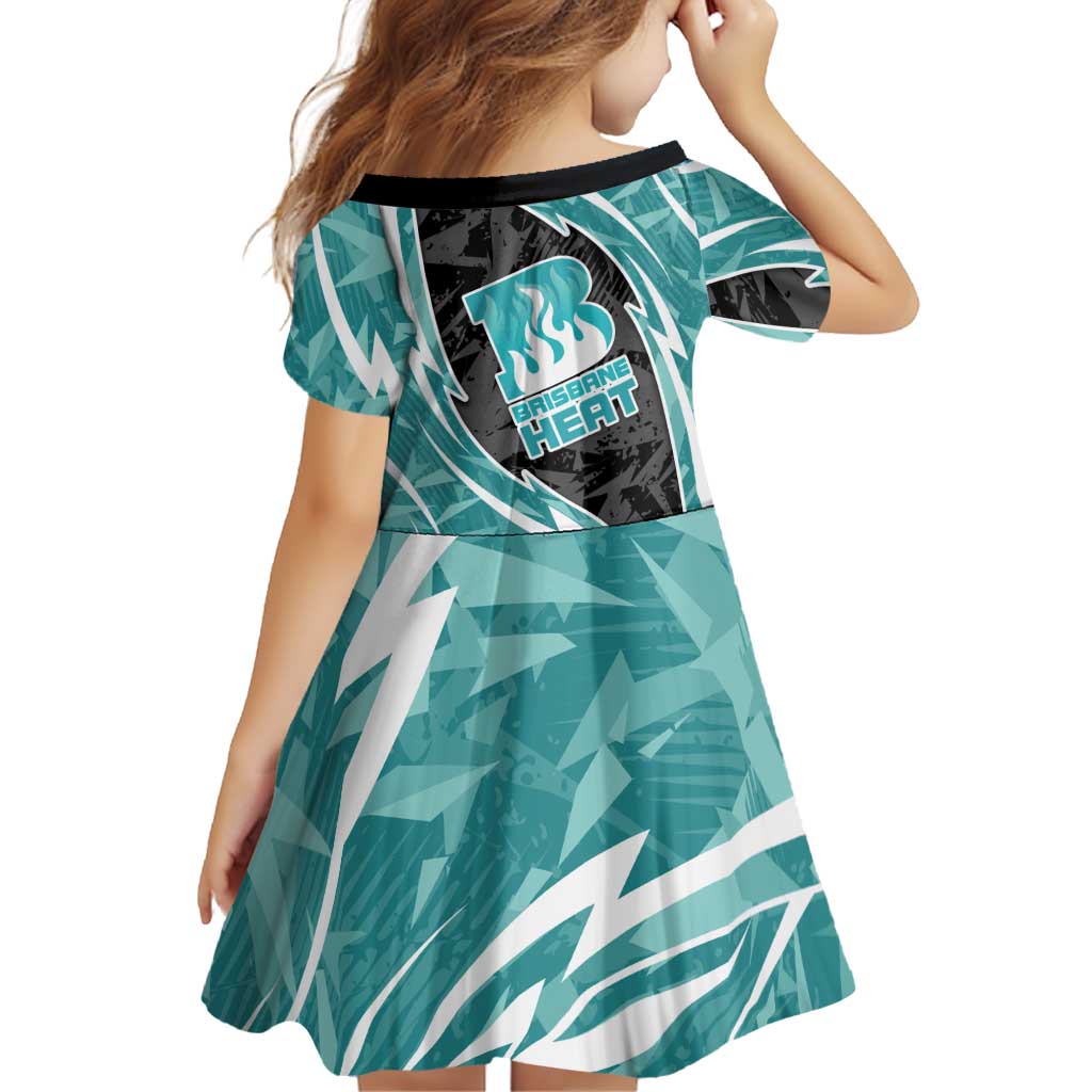 Brisbane Heat Family Matching Off Shoulder Maxi Dress and Hawaiian Shirt Flaming Lightning Storm Geometric Sports Mascot Art