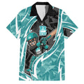 Brisbane Heat Family Matching Off Shoulder Short Dress and Hawaiian Shirt Flaming Lightning Storm Geometric Sports Mascot Art