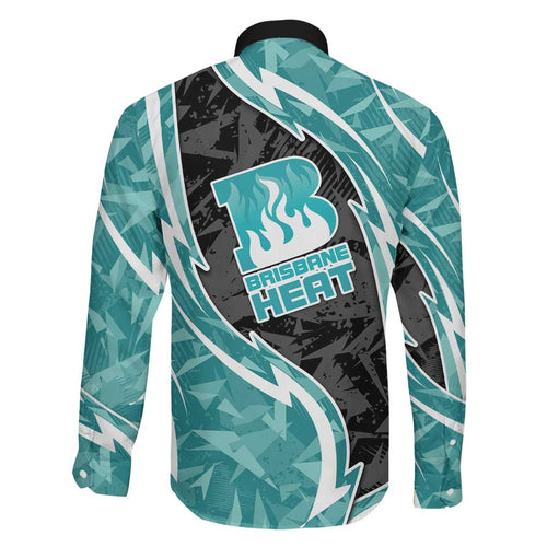 Brisbane Heat Family Matching Puletasi and Hawaiian Shirt Flaming Lightning Storm Geometric Sports Mascot Art
