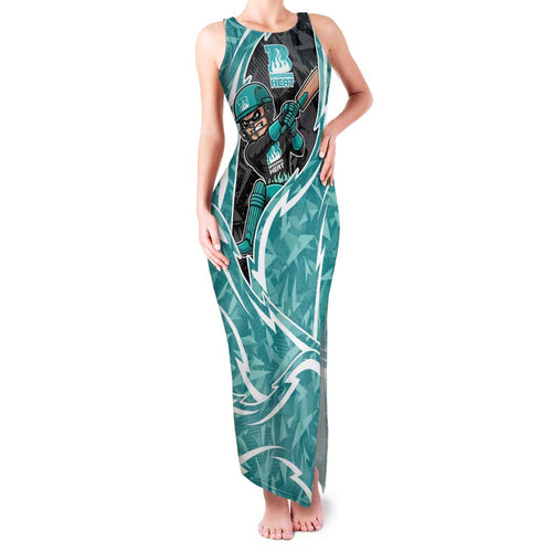 Brisbane Heat Family Matching Tank Maxi Dress and Hawaiian Shirt Flaming Lightning Storm Geometric Sports Mascot Art