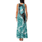 Brisbane Heat Family Matching Tank Maxi Dress and Hawaiian Shirt Flaming Lightning Storm Geometric Sports Mascot Art