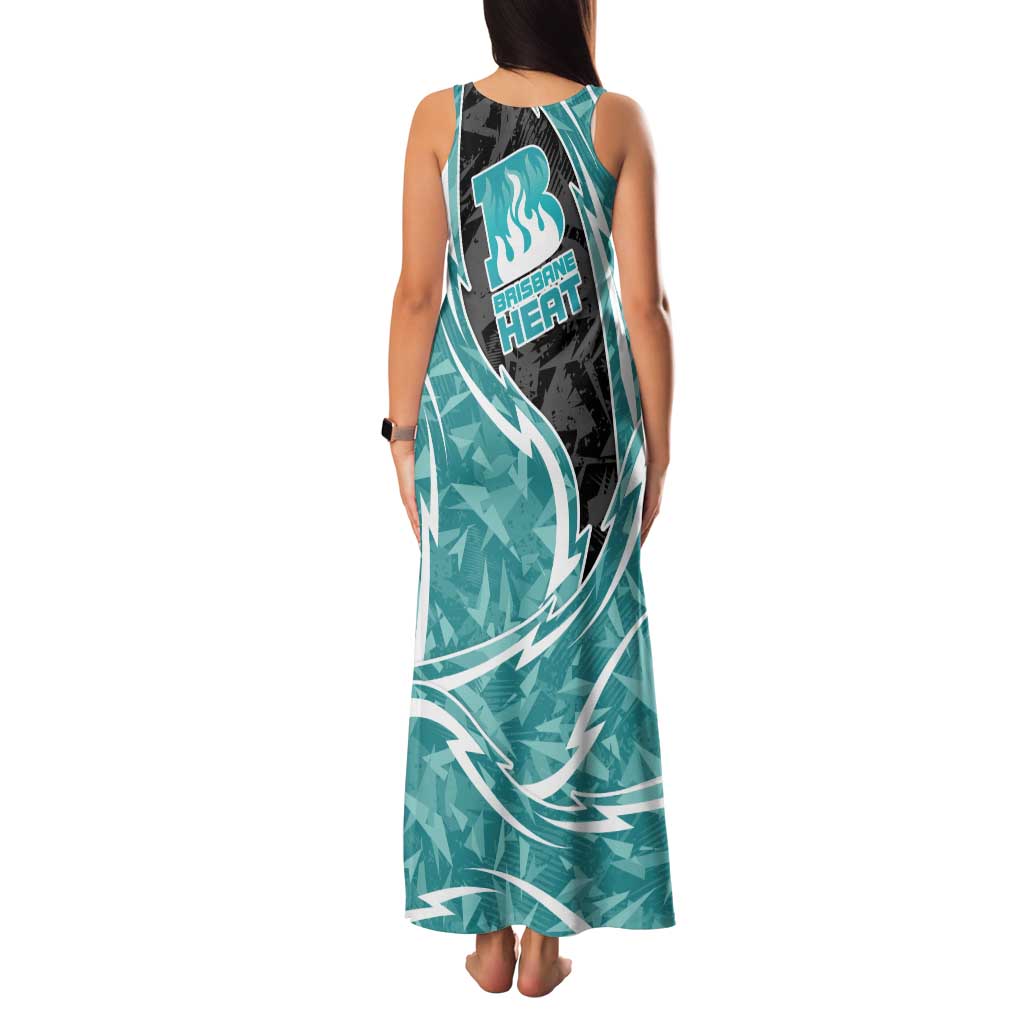 Brisbane Heat Family Matching Tank Maxi Dress and Hawaiian Shirt Flaming Lightning Storm Geometric Sports Mascot Art