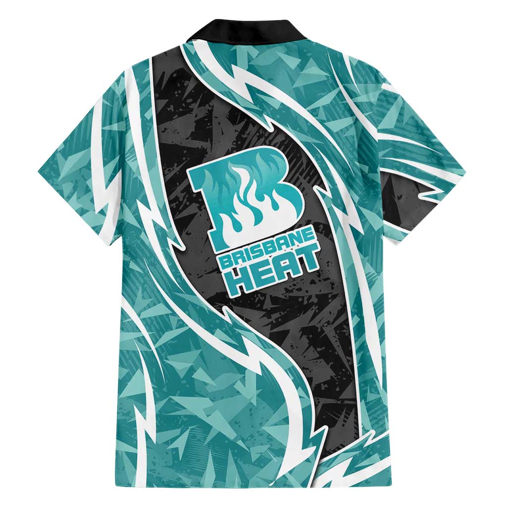 Brisbane Heat Hawaiian Shirt Flaming Lightning Storm Geometric Sports Mascot Art