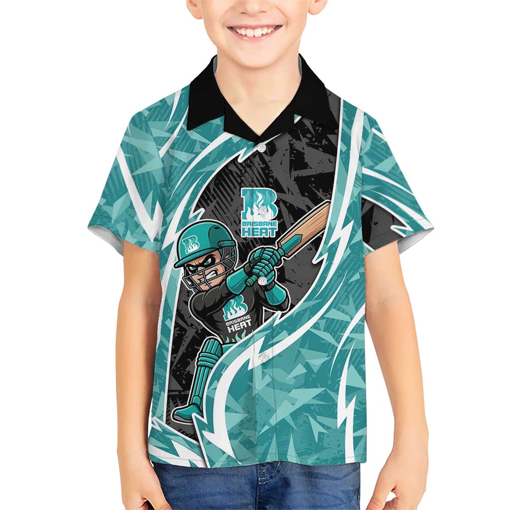 Brisbane Heat Hawaiian Shirt Flaming Lightning Storm Geometric Sports Mascot Art