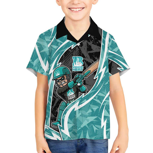 Brisbane Heat Hawaiian Shirt Flaming Lightning Storm Geometric Sports Mascot Art