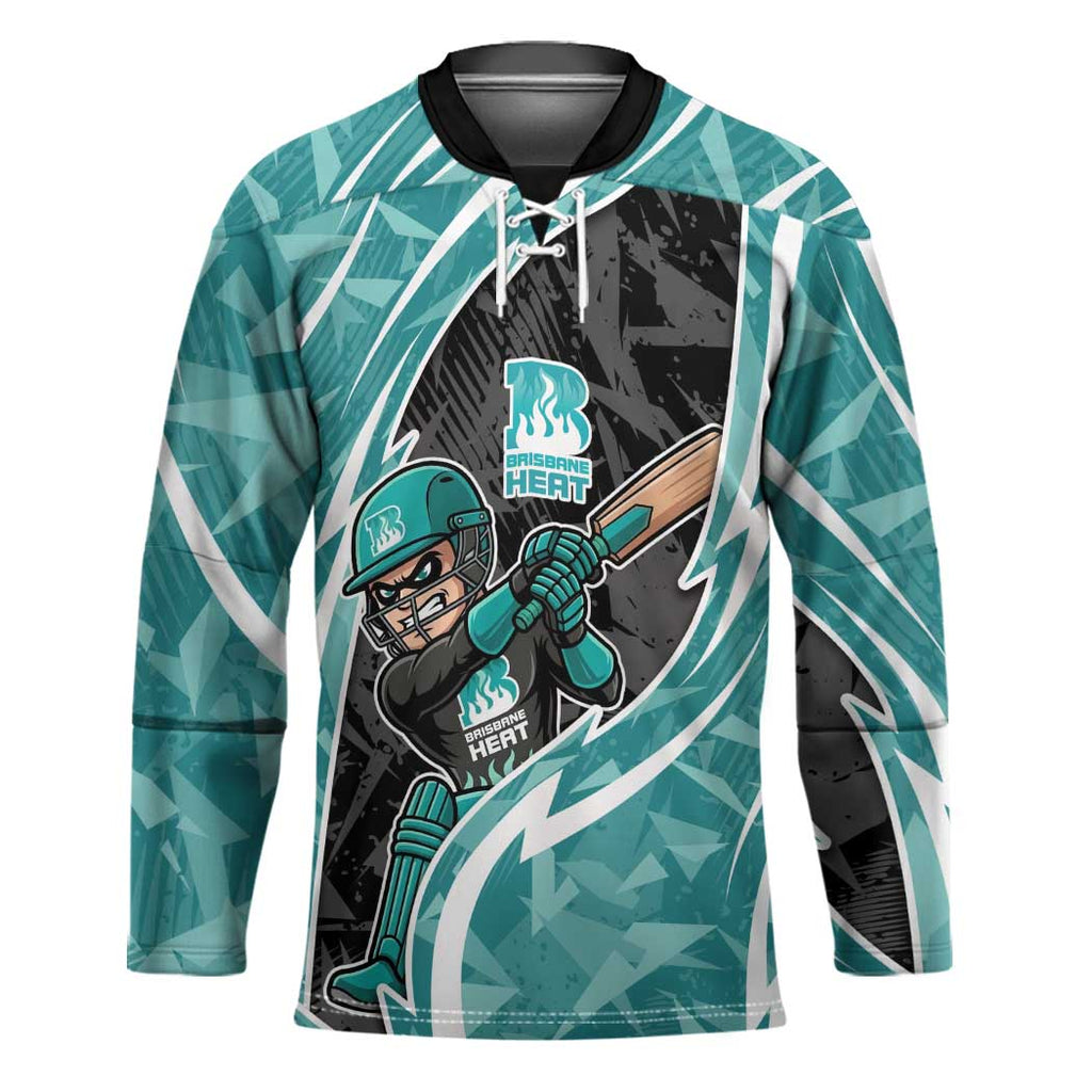 Brisbane Heat Hockey Jersey Flaming Lightning Storm Geometric Sports Mascot Art