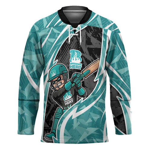 Brisbane Heat Hockey Jersey Flaming Lightning Storm Geometric Sports Mascot Art