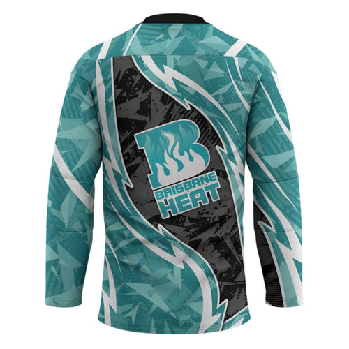 Brisbane Heat Hockey Jersey Flaming Lightning Storm Geometric Sports Mascot Art