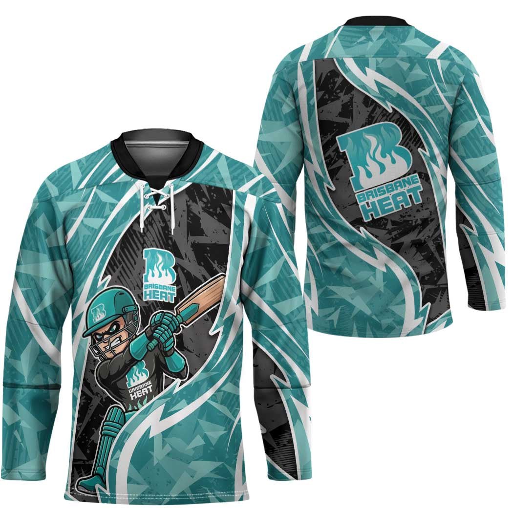 Brisbane Heat Hockey Jersey Flaming Lightning Storm Geometric Sports Mascot Art