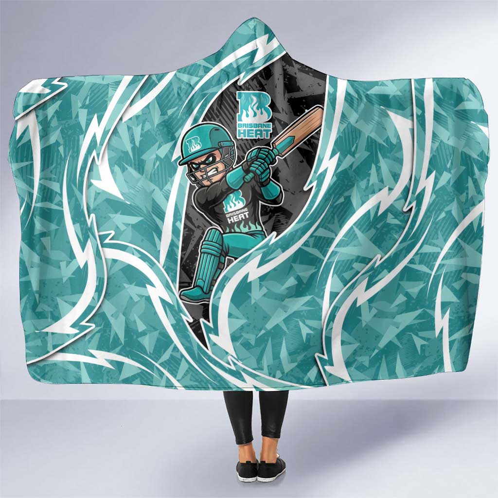 Brisbane Heat Hooded Blanket Flaming Lightning Storm Geometric Sports Mascot Art