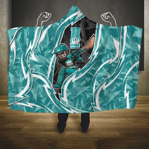 Brisbane Heat Hooded Blanket Flaming Lightning Storm Geometric Sports Mascot Art