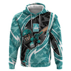Brisbane Heat Hoodie Flaming Lightning Storm Geometric Sports Mascot Art