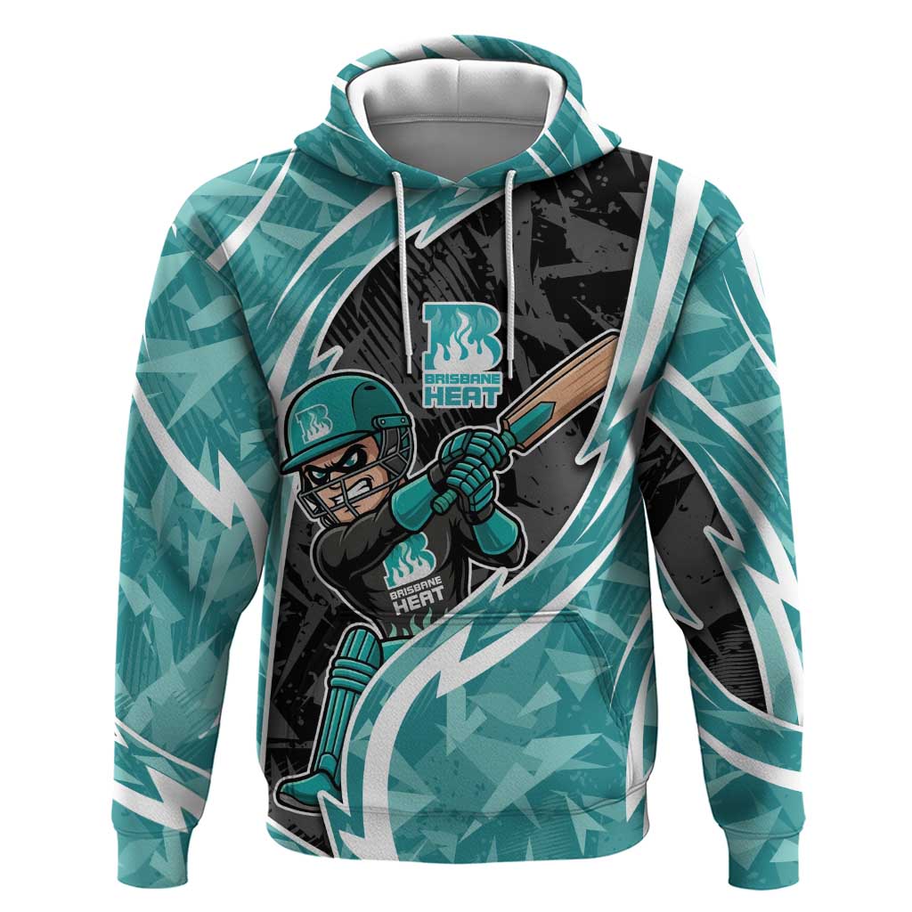 Brisbane Heat Hoodie Flaming Lightning Storm Geometric Sports Mascot Art