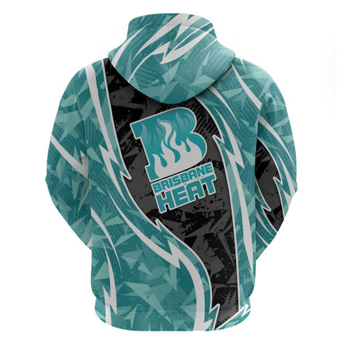 Brisbane Heat Hoodie Flaming Lightning Storm Geometric Sports Mascot Art