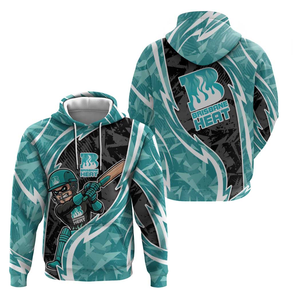 Brisbane Heat Hoodie Flaming Lightning Storm Geometric Sports Mascot Art
