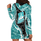 Brisbane Heat Hoodie Dress Flaming Lightning Storm Geometric Sports Mascot Art