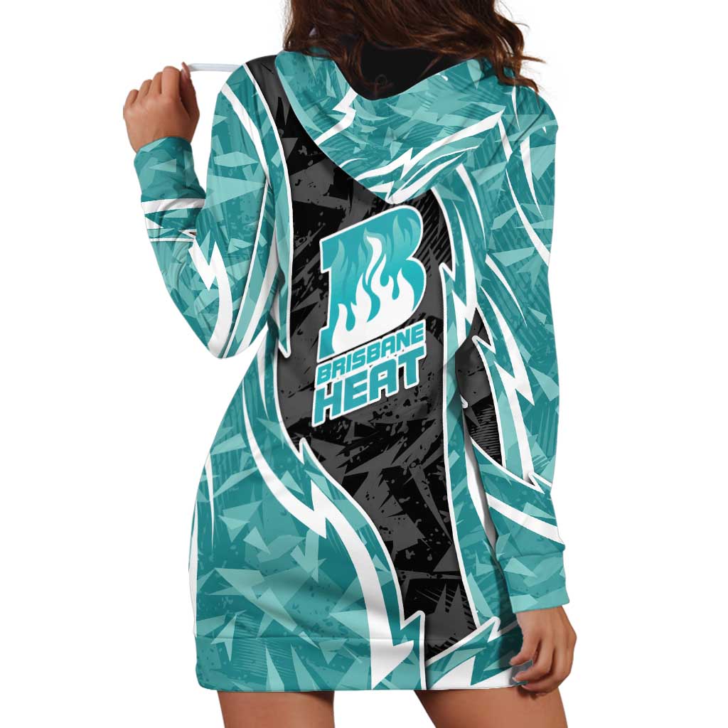 Brisbane Heat Hoodie Dress Flaming Lightning Storm Geometric Sports Mascot Art