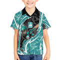 Brisbane Heat Kid Hawaiian Shirt Flaming Lightning Storm Geometric Sports Mascot Art