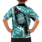 Brisbane Heat Kid Hawaiian Shirt Flaming Lightning Storm Geometric Sports Mascot Art