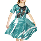 Brisbane Heat Kid Short Sleeve Dress Flaming Lightning Storm Geometric Sports Mascot Art