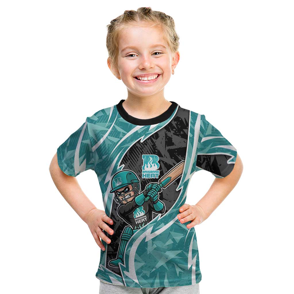 Brisbane Heat Kid T Shirt Flaming Lightning Storm Geometric Sports Mascot Art