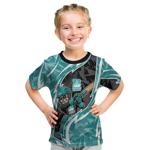 Brisbane Heat Kid T Shirt Flaming Lightning Storm Geometric Sports Mascot Art