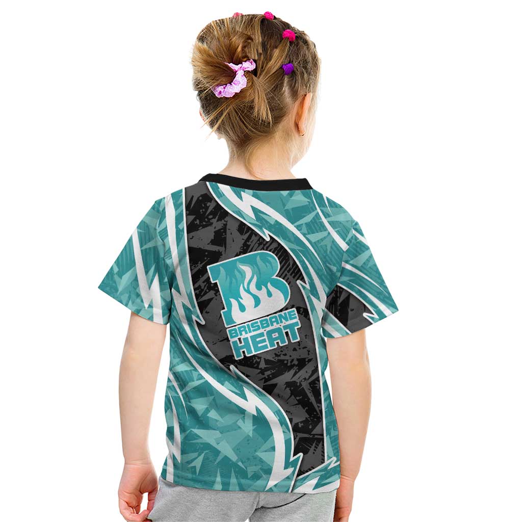 Brisbane Heat Kid T Shirt Flaming Lightning Storm Geometric Sports Mascot Art