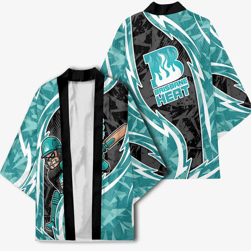 Brisbane Heat Kimono Flaming Lightning Storm Geometric Sports Mascot Art