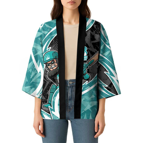 Brisbane Heat Kimono Flaming Lightning Storm Geometric Sports Mascot Art