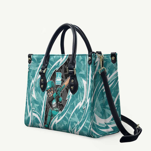 Brisbane Heat Leather Bag Flaming Lightning Storm Geometric Sports Mascot Art