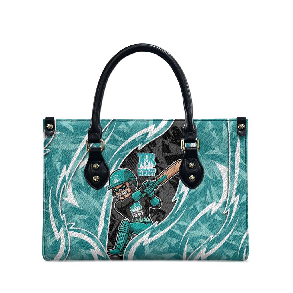 Brisbane Heat Leather Bag Flaming Lightning Storm Geometric Sports Mascot Art