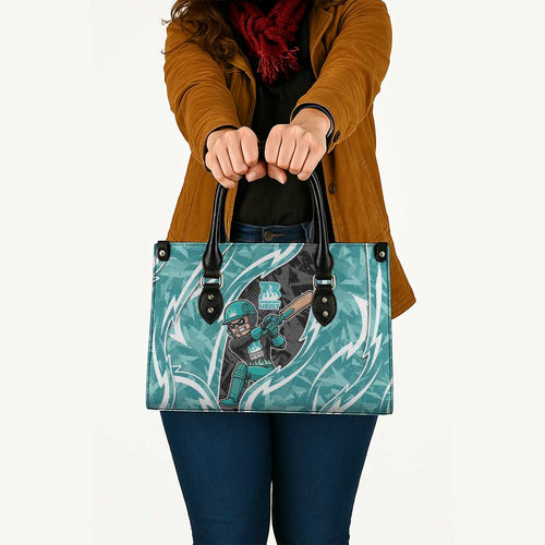 Brisbane Heat Leather Bag Flaming Lightning Storm Geometric Sports Mascot Art