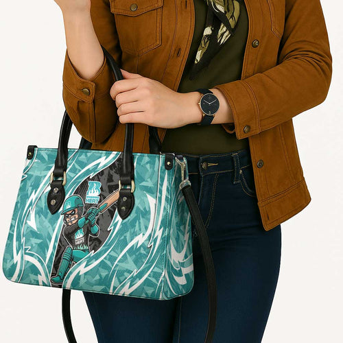 Brisbane Heat Leather Bag Flaming Lightning Storm Geometric Sports Mascot Art
