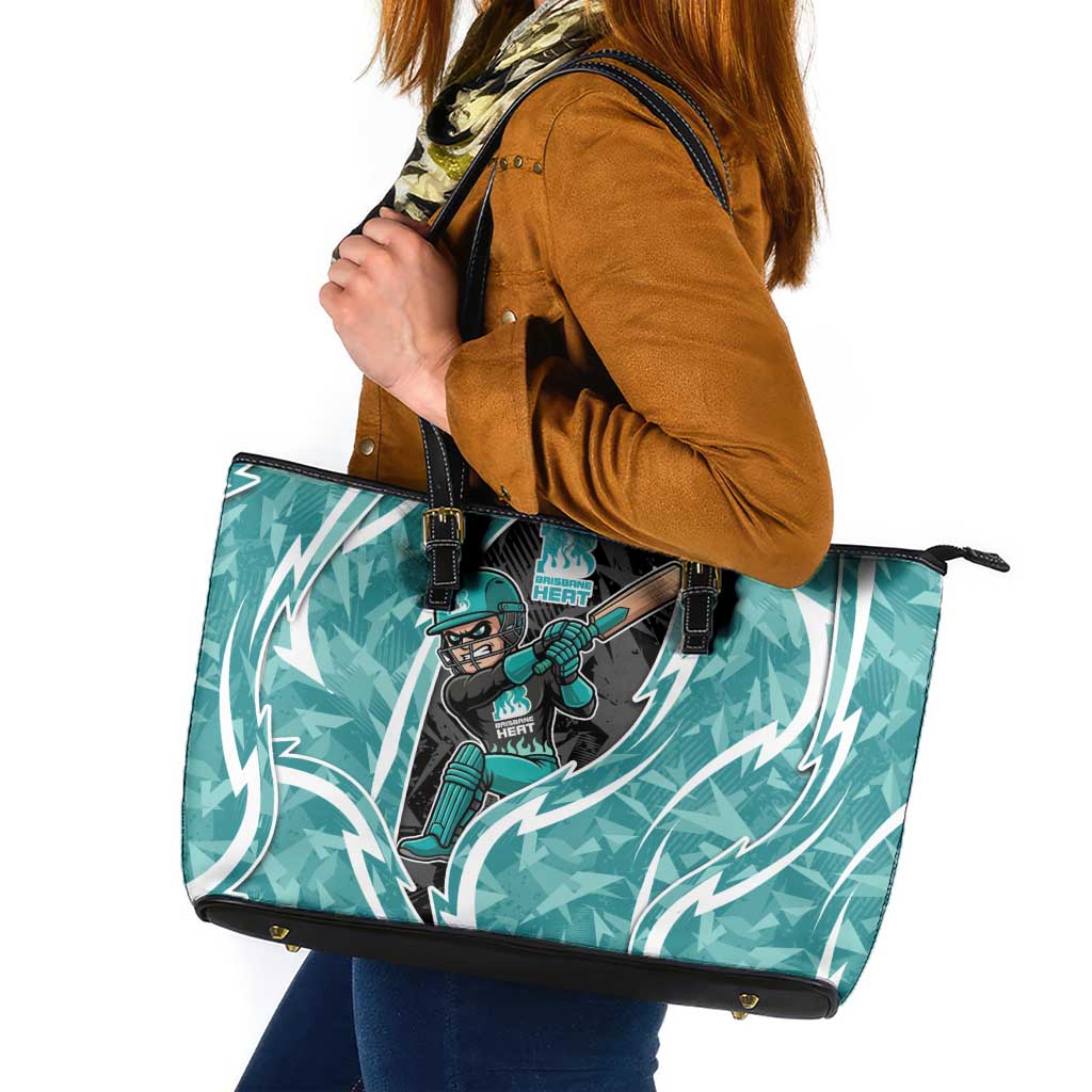 Brisbane Heat Leather Tote Bag Flaming Lightning Storm Geometric Sports Mascot Art