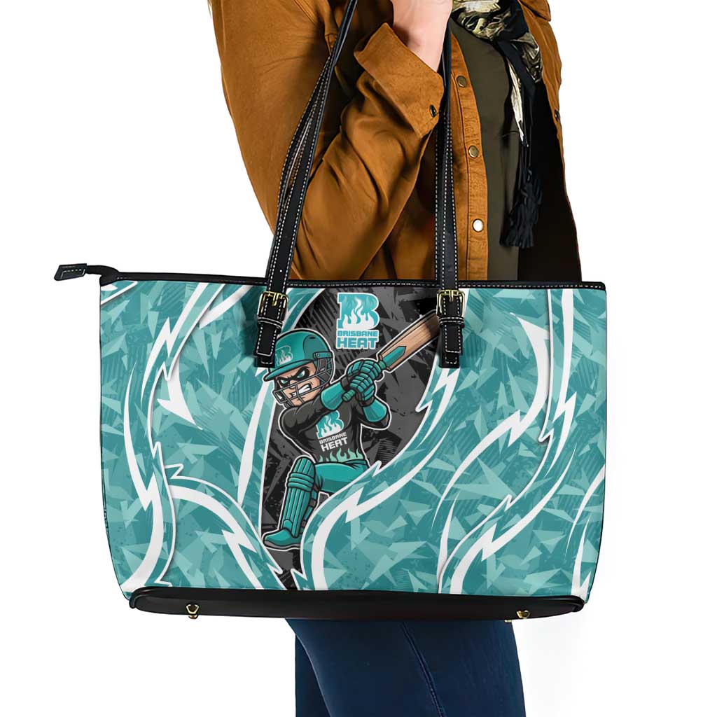 Brisbane Heat Leather Tote Bag Flaming Lightning Storm Geometric Sports Mascot Art