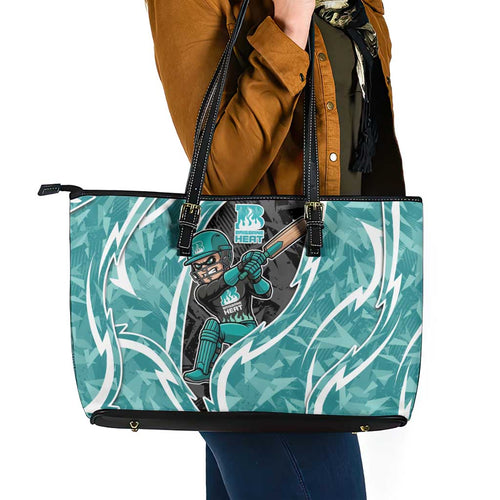 Brisbane Heat Leather Tote Bag Flaming Lightning Storm Geometric Sports Mascot Art