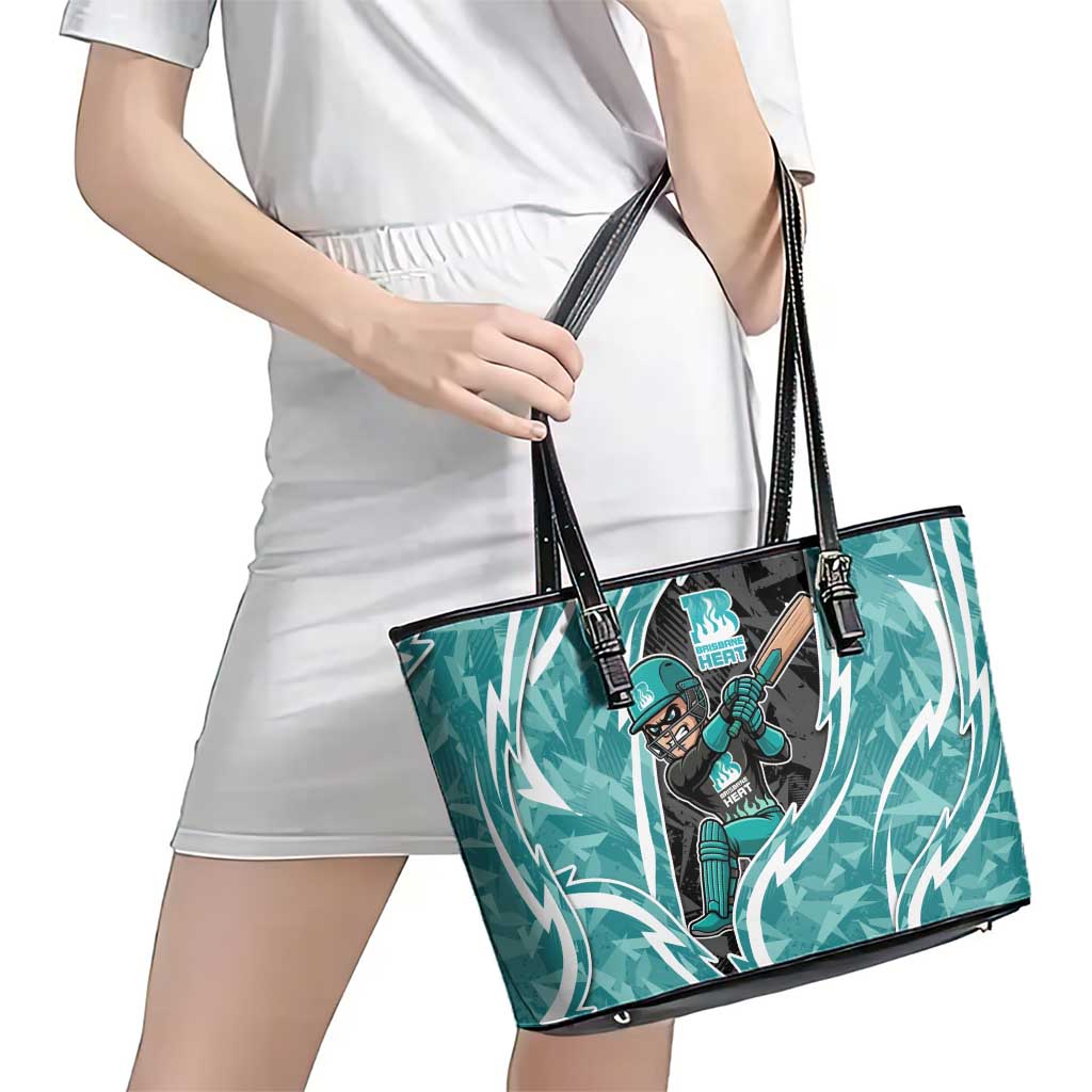 Brisbane Heat Leather Tote Bag Flaming Lightning Storm Geometric Sports Mascot Art
