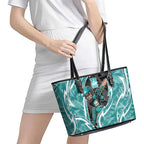 Brisbane Heat Leather Tote Bag Flaming Lightning Storm Geometric Sports Mascot Art