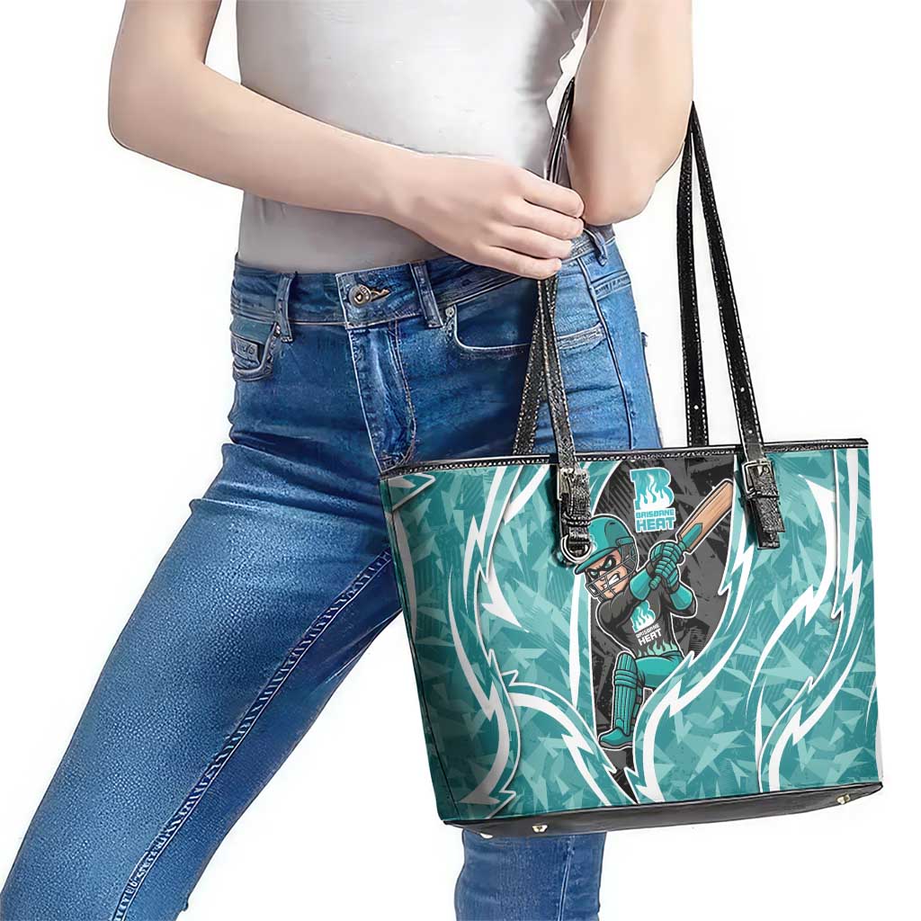 Brisbane Heat Leather Tote Bag Flaming Lightning Storm Geometric Sports Mascot Art