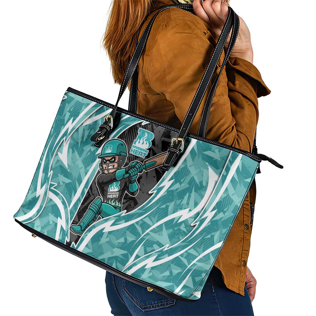 Brisbane Heat Leather Tote Bag Flaming Lightning Storm Geometric Sports Mascot Art