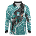 Brisbane Heat Long Sleeve Polo Shirt Flaming Lightning Storm Geometric Sports Mascot Art