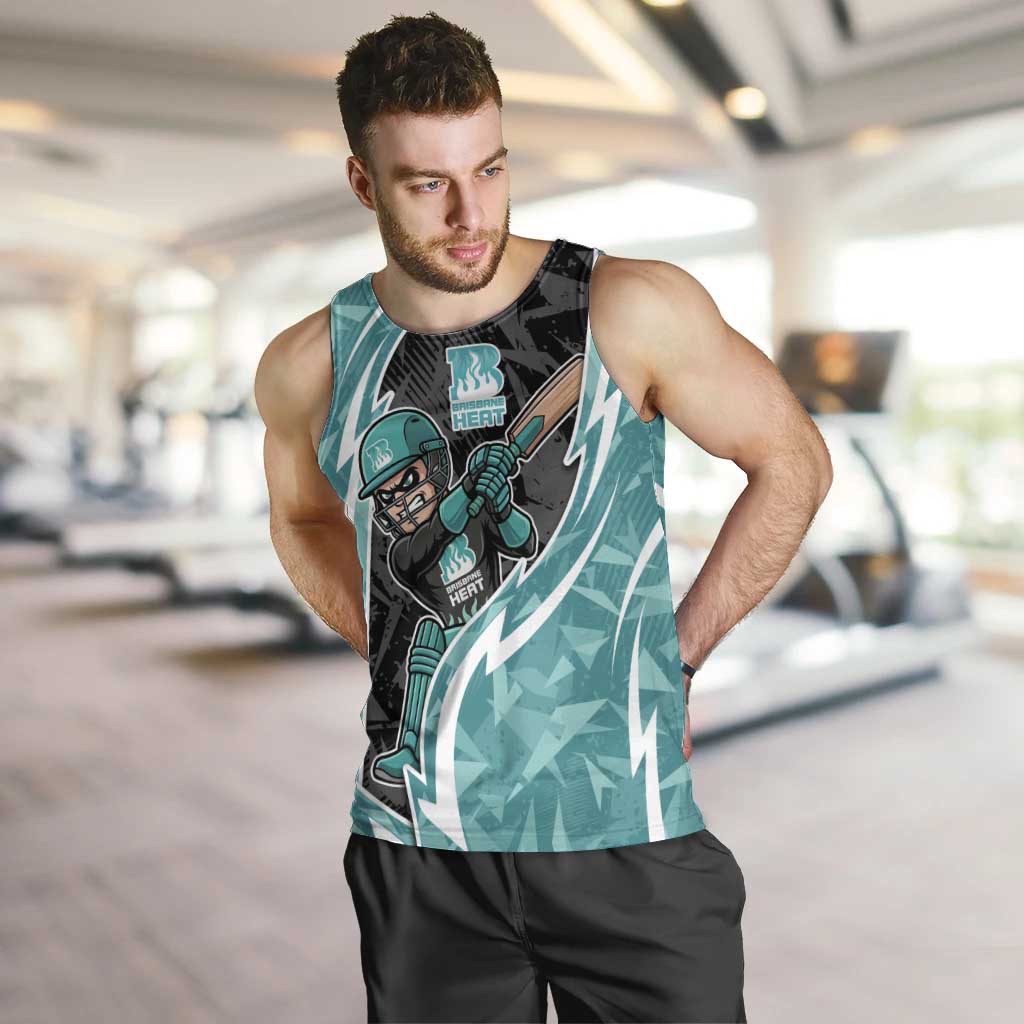 Brisbane Heat Men Tank Top Flaming Lightning Storm Geometric Sports Mascot Art
